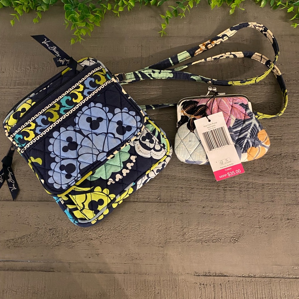 Vera Bradley Blue and Multicolor Floral Crossbody Bag and coin purse